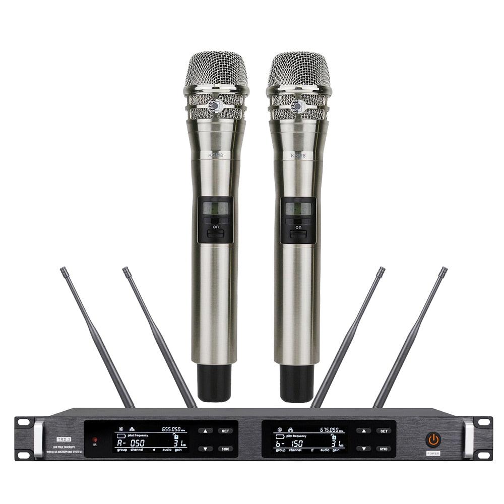 Advanced ULXD4 Dual Channel UHF Karaoke Wireless Microphone System 4 Antenna True Diversity ULXD4D 2 Dynamic Handheld Mics - MiCWL Audio Inc