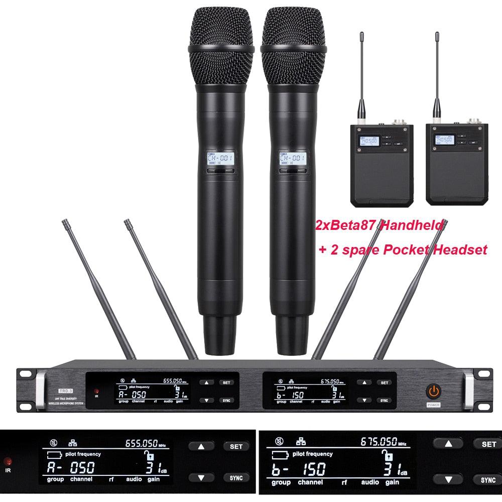 ULXD Digital Wireless Microphone System AD4D True Diversity Dual Handheld SKM9000 Beta87 Stage Vocal Concert Mics 300 Channel - MiCWL Audio Inc