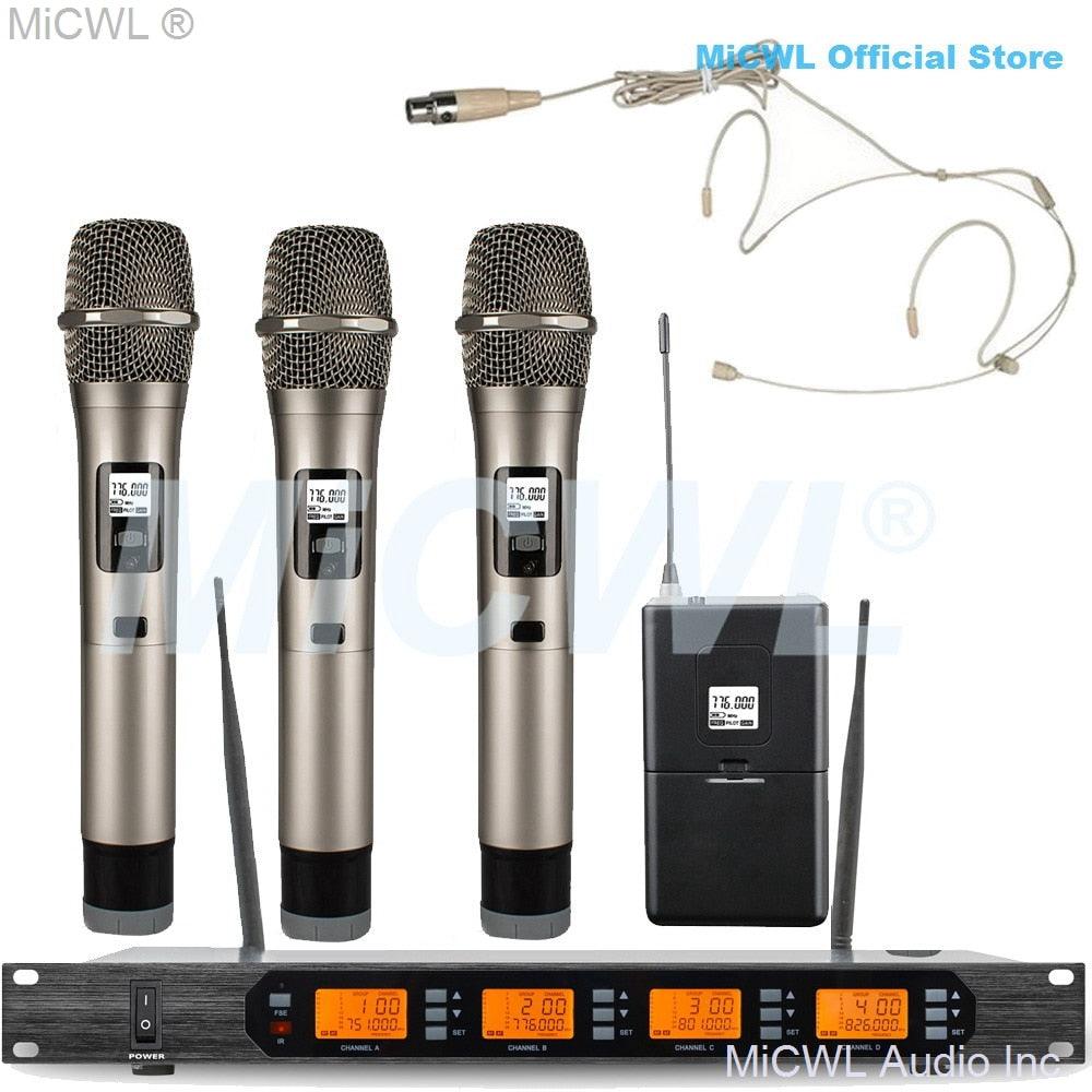 MiCWL Audio ACT707 Digital Wireless Karaoke Microphone System ULXD4 4 Channel Handheld Headset Lavalier Gooseneck Stage Sets - MiCWL Audio Inc