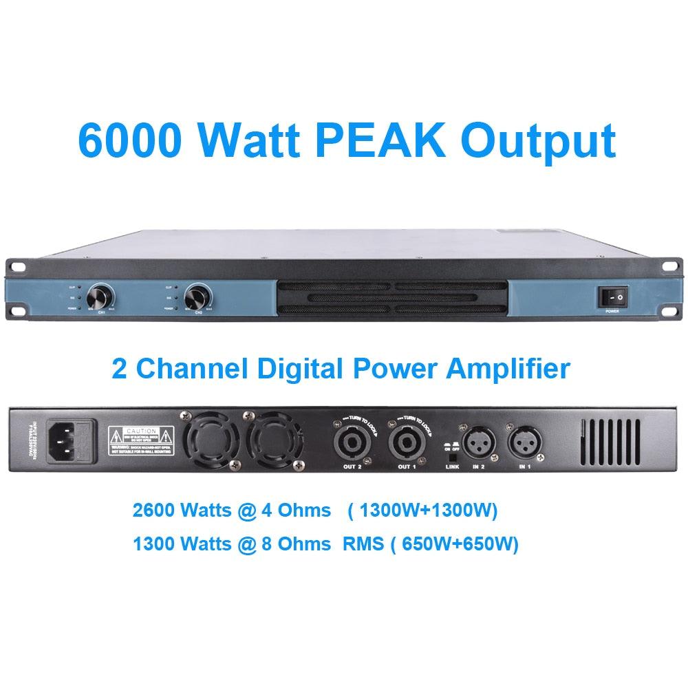 Top Quality Dual Channel Digial Power Amplifier 6000W Peak AMP 2600 Watt 1U Standard 19"Rack MiCWL D6200 - MiCWL Audio Inc