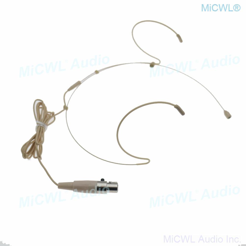 Beige Double ear Headset Audio Microphone For Shure BeltPack XLR mini 4Pin - MiCWL Audio Inc