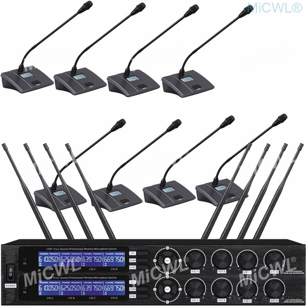 MiCWL 8 Channels Gooseneck Conference Wireless Microphone System Mics adjustment frequency Super-low Background Noise - MiCWL Audio Inc