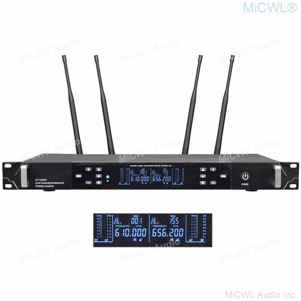ACT-700 Dual Channel Professional Stage Performance Wireless Microphone System UHF True Diversity With Two Metal Handheld Mic - MiCWL Audio Inc