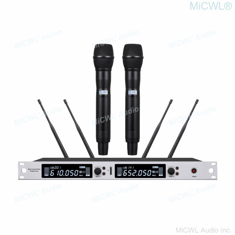 Professional EM6000 True Diversity Dual Channel PLL UHF Wireless Microphone Beta87 Good For Live Performance Singing 400m Long - MiCWL Audio Inc