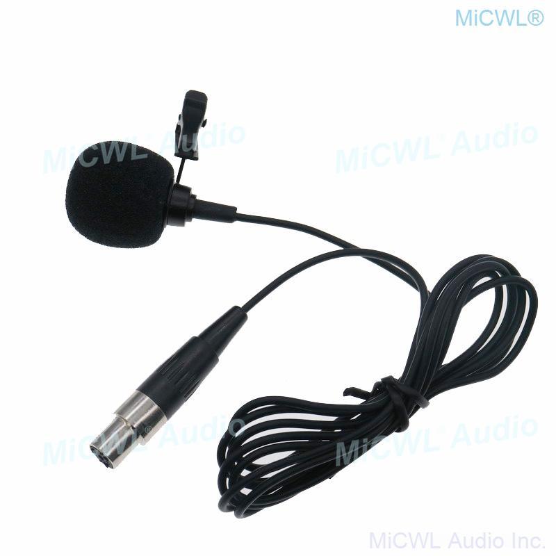Tie Clip Lavalier Lavalier Microphone for Shure 4Pin Mini XLR ULX SLX PGX GLX QLX Wireless BeltPack Black Cardioid Mic - MiCWL Audio Inc