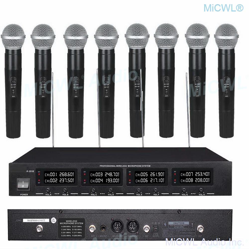 MiCWL 8 LED Channel Wireless Table Gooseneck Microphone loudspeaker System 8 Desktop 8 Belt Lapel Handheld Mics for Meeting Room - MiCWL Audio Inc