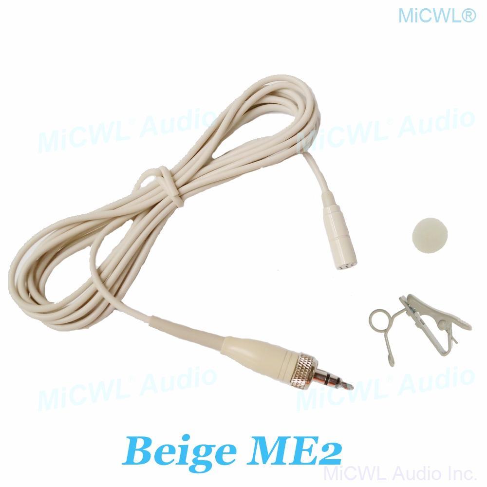 Beige ME2 Wireless Clip Lavalier Microphone For Sennheiser EW100 SK100 G2 G3 G4 BeltPack Transmitter 3.5mm Stereo Lock Plug - MiCWL Audio Inc