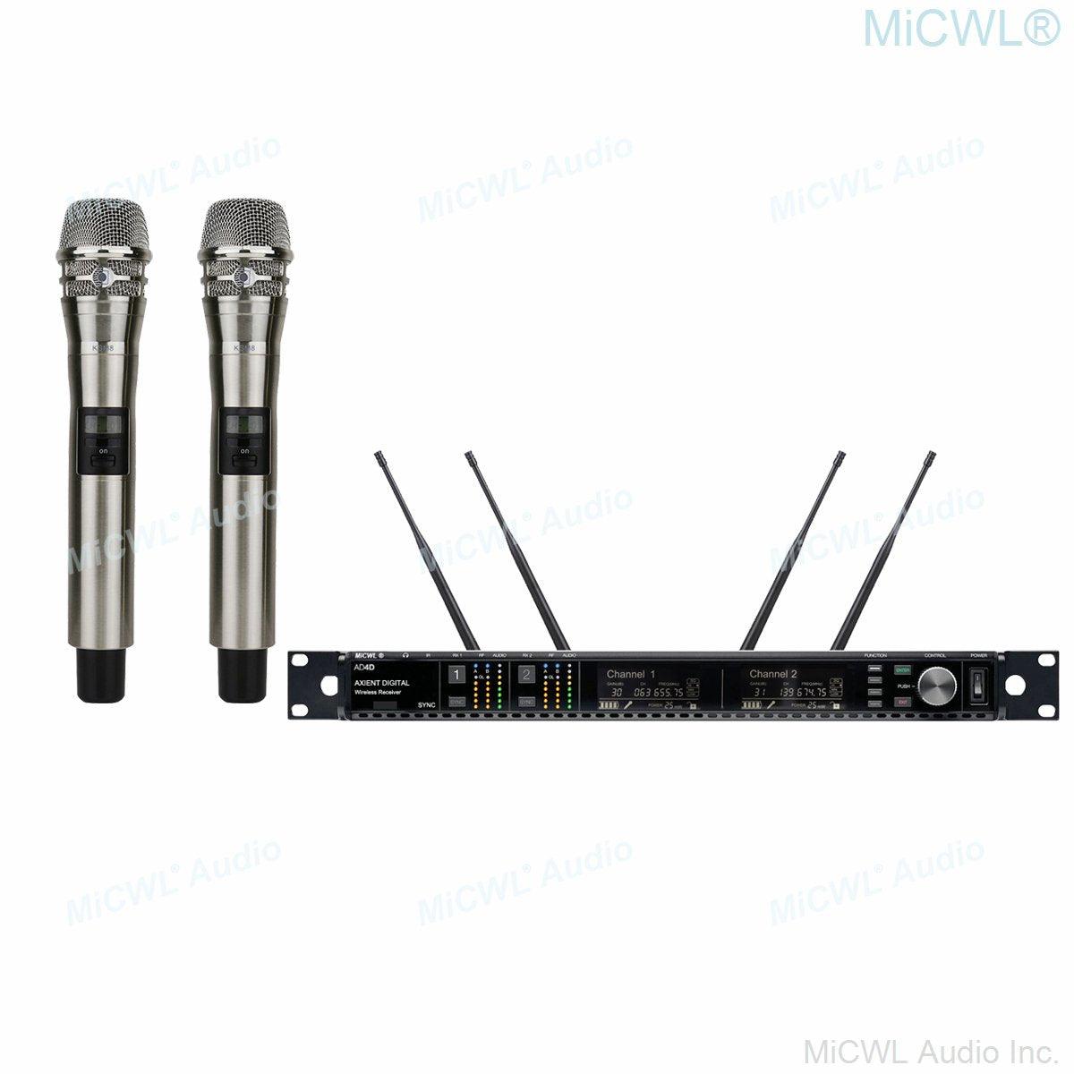 Professional Digital Advanced AD4D True Diversity KSM8 Handheld Wireless DJ Karaoke Microphone System UHF Frequency Adjustable - MiCWL Audio Inc