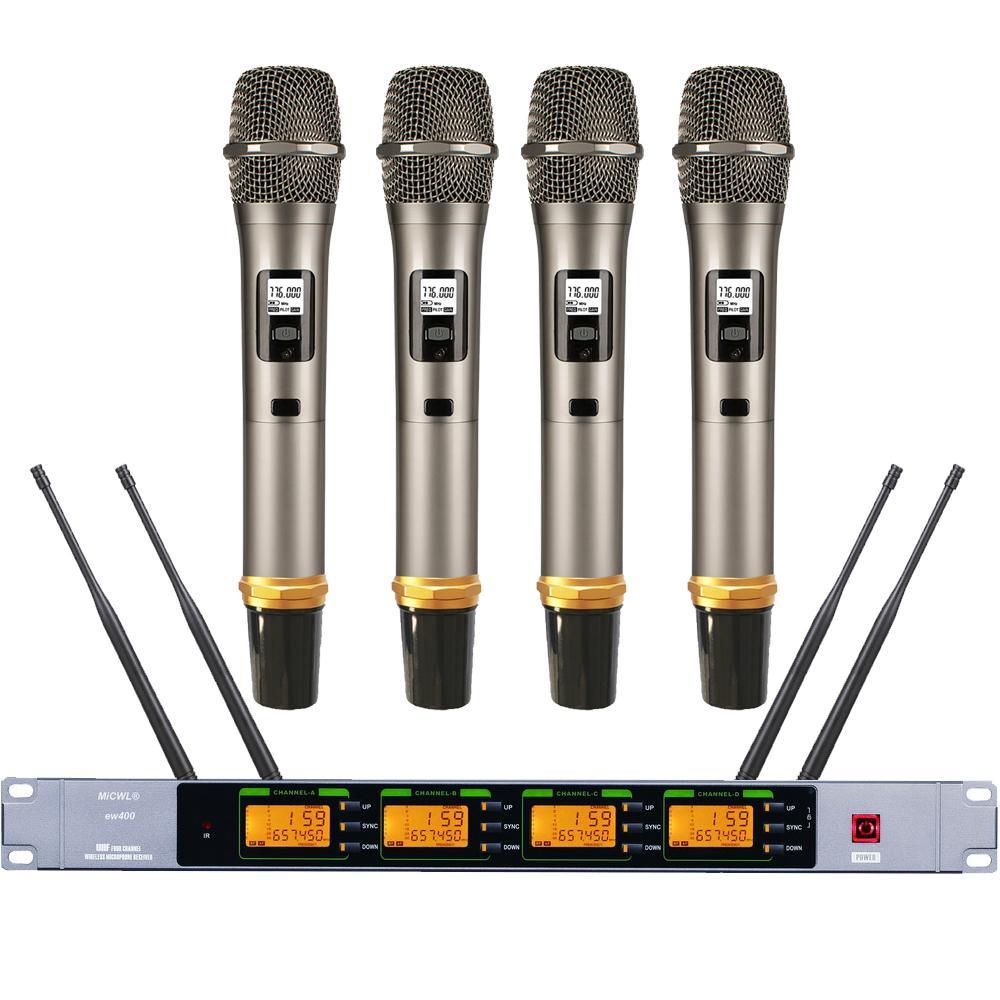 Original ew400 Digital Wireless 4 Handheld Stage Studio DJ Karaoke Microphone System UHF Adjustable MiCWL - MiCWL Audio Inc