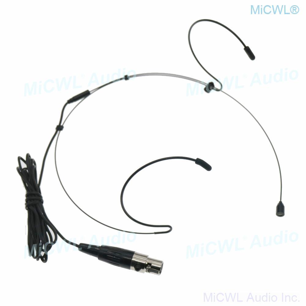 Black Double ear Headset Microphone For Shure Audio Wireless BeltPack XLR mini 4Pin - MiCWL Audio Inc