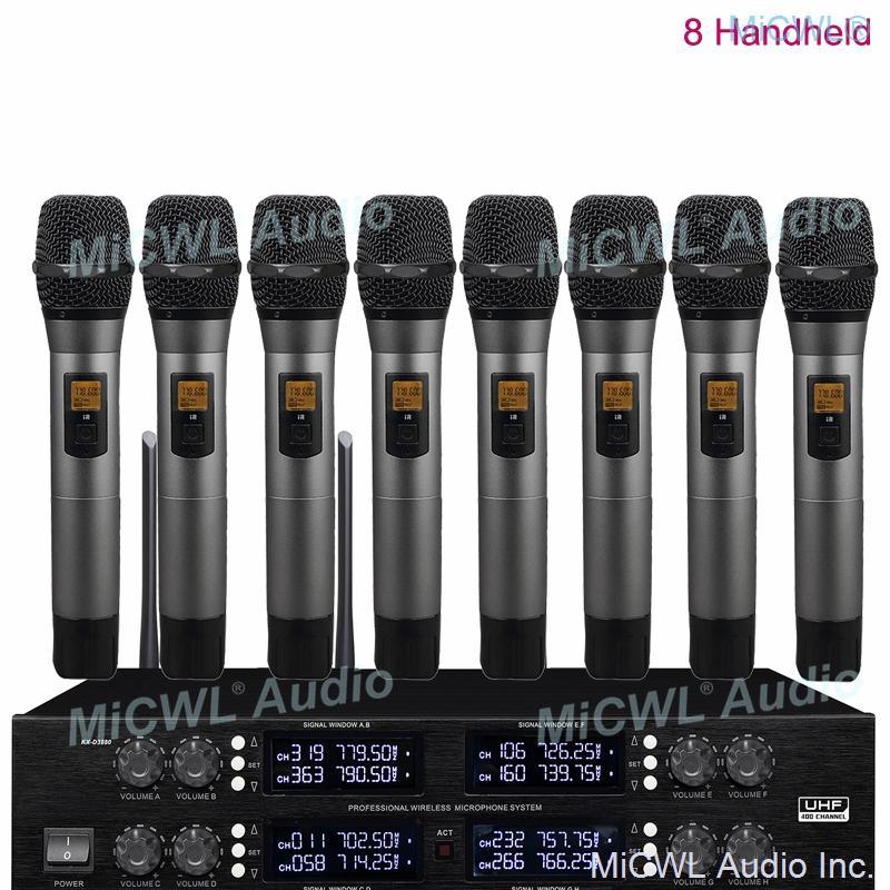 MiCWL Audio Wireless Microphone 400 Channel Professional Cordless 8 Handheld System for Meeting Stage sound program recording - MiCWL Audio Inc