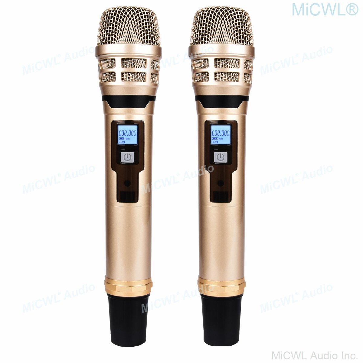 Original KSM8 Gold Shure-EM7000 UHF Dual Channel Wireless DJ Karaoke Microphone System 2 Golden Color Dynamic Handheld 4 Antenna - MiCWL Audio Inc