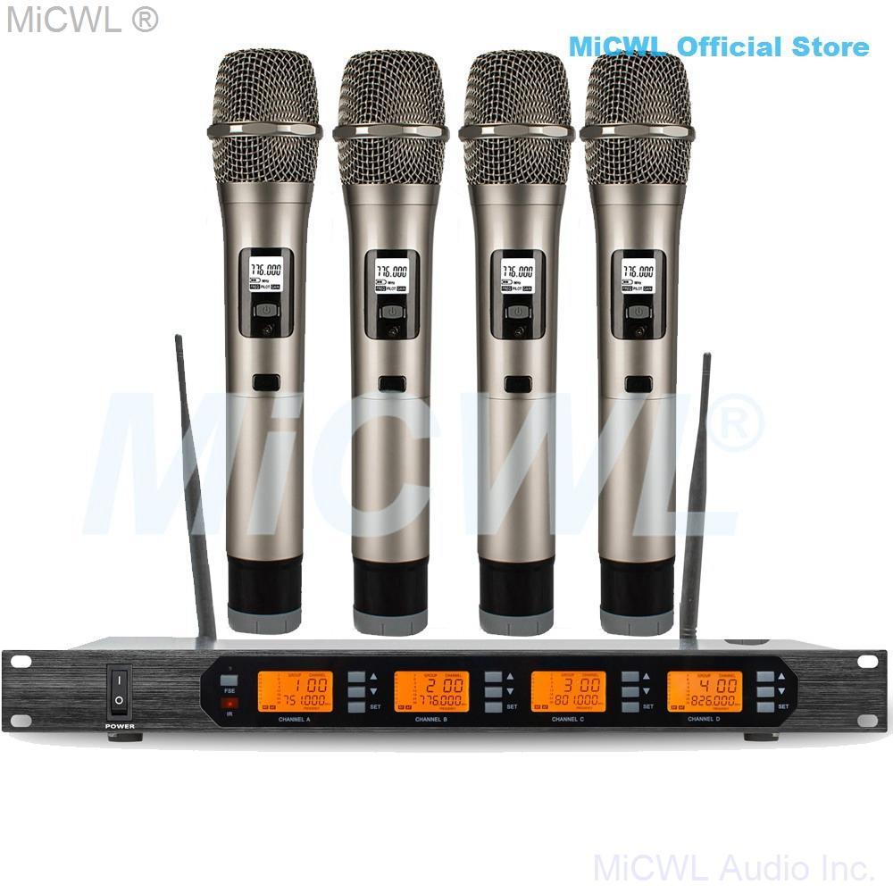 MiCWL Audio ACT707 Digital Wireless Karaoke Microphone System ULXD4 4 Channel Handheld Headset Lavalier Gooseneck Stage Sets - MiCWL Audio Inc