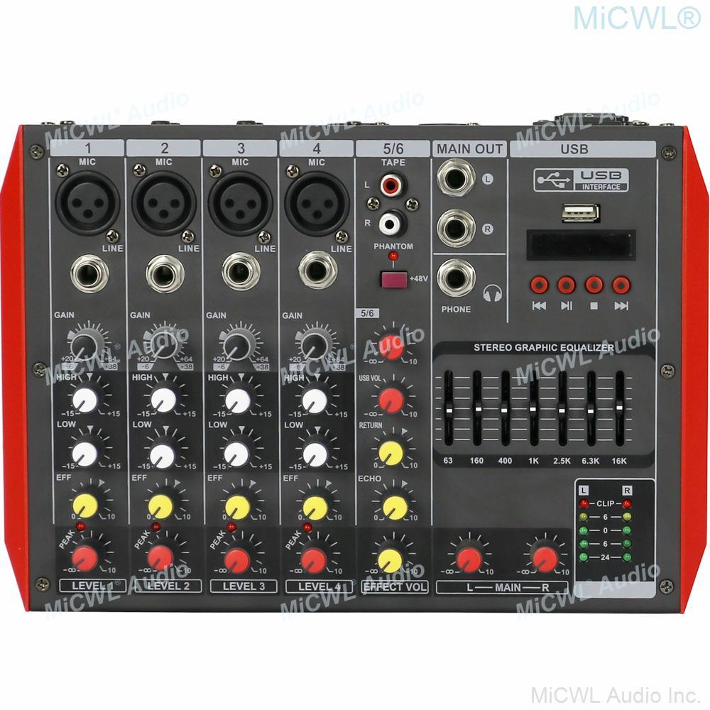 Portable Mini 6 Channel 400W Amplifier Power Mixer Bluetooth Mixing Console Karaoke Music Live Mixer 2 Channel AMP - MiCWL Audio Inc