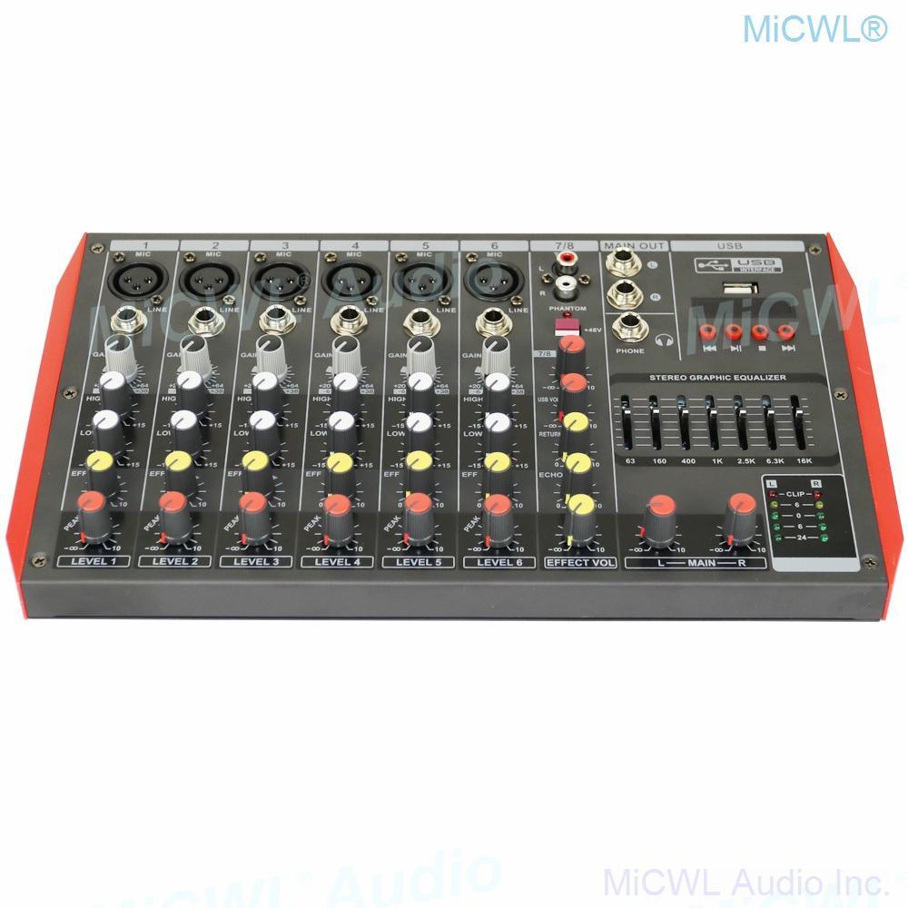Bluetooth Mixer 8 Microphone Channel 8-Input 2-Bus A Stereo Sound Mixing Console With USB 48V Phantom Power XLR 3Pin 6.5mm Line - MiCWL Audio Inc