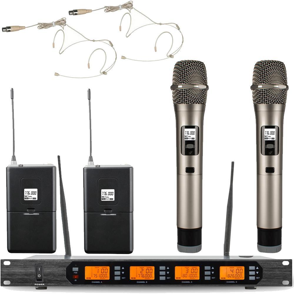 MiCWL Audio ACT707 Digital Wireless Karaoke Microphone System ULXD4 4 Channel Handheld Headset Lavalier Gooseneck Stage Sets - MiCWL Audio Inc