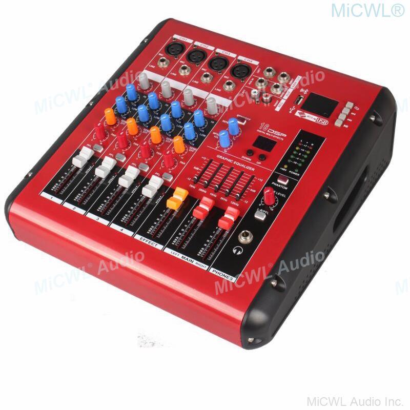 MiCWL 4 Channel Power Mixer 1000W Preamps Power Amplifier Mixing Console USB 48V Phantom Bluetooth Red Sound Mixer 110V 220V - MiCWL Audio Inc