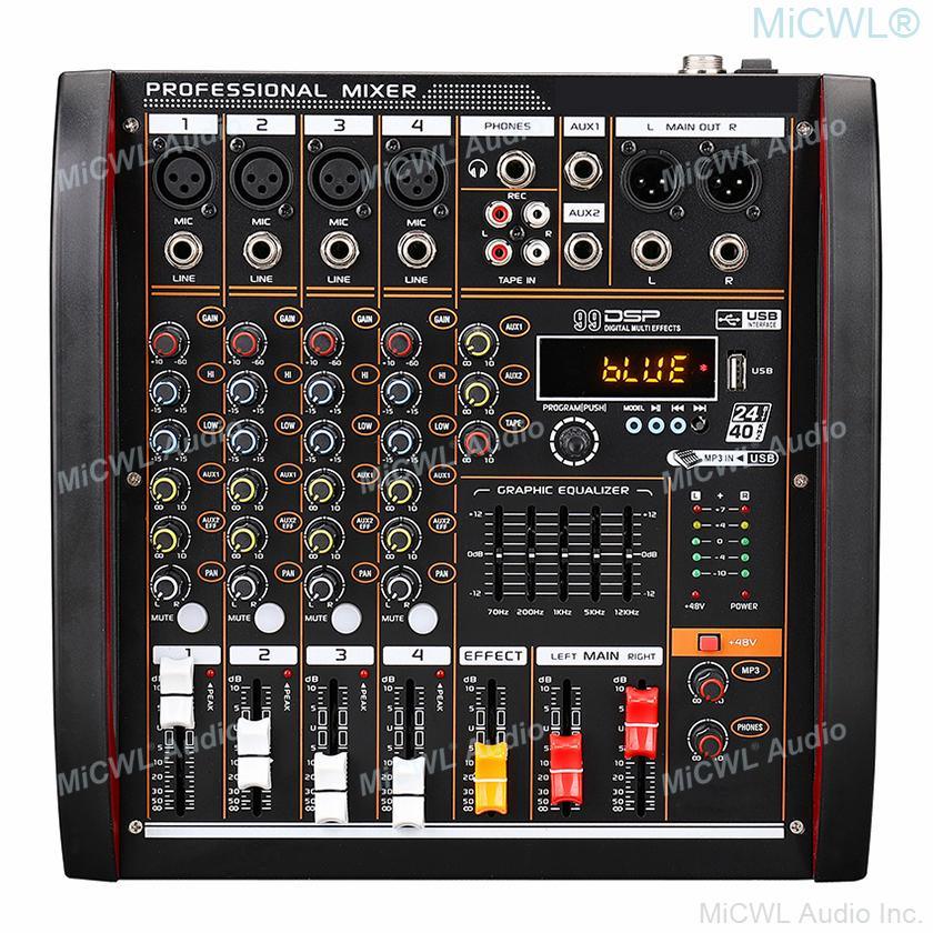 8 Channels Built-In 16 DSP Effects Sound Mixing Console Digital USB Blue-Tooth Bluetooth EQ 48V Phantom Power Stage Audio Mixer - MiCWL Audio Inc