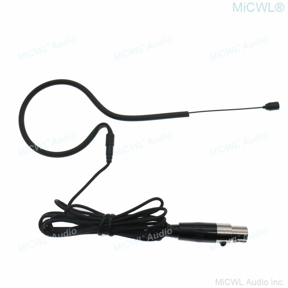 Hidden Beta53 Black Earset Headset Microphone For Shure Wireless Mic System TA4F Connector Dual Single ear Hook Mike - MiCWL Audio Inc