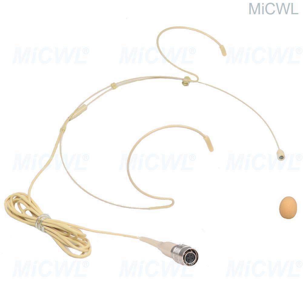 Pro HeadMic Wireless Headset Microphone For Audio-Technica BodyPack Transmitter Beige Black - MiCWL Audio Inc