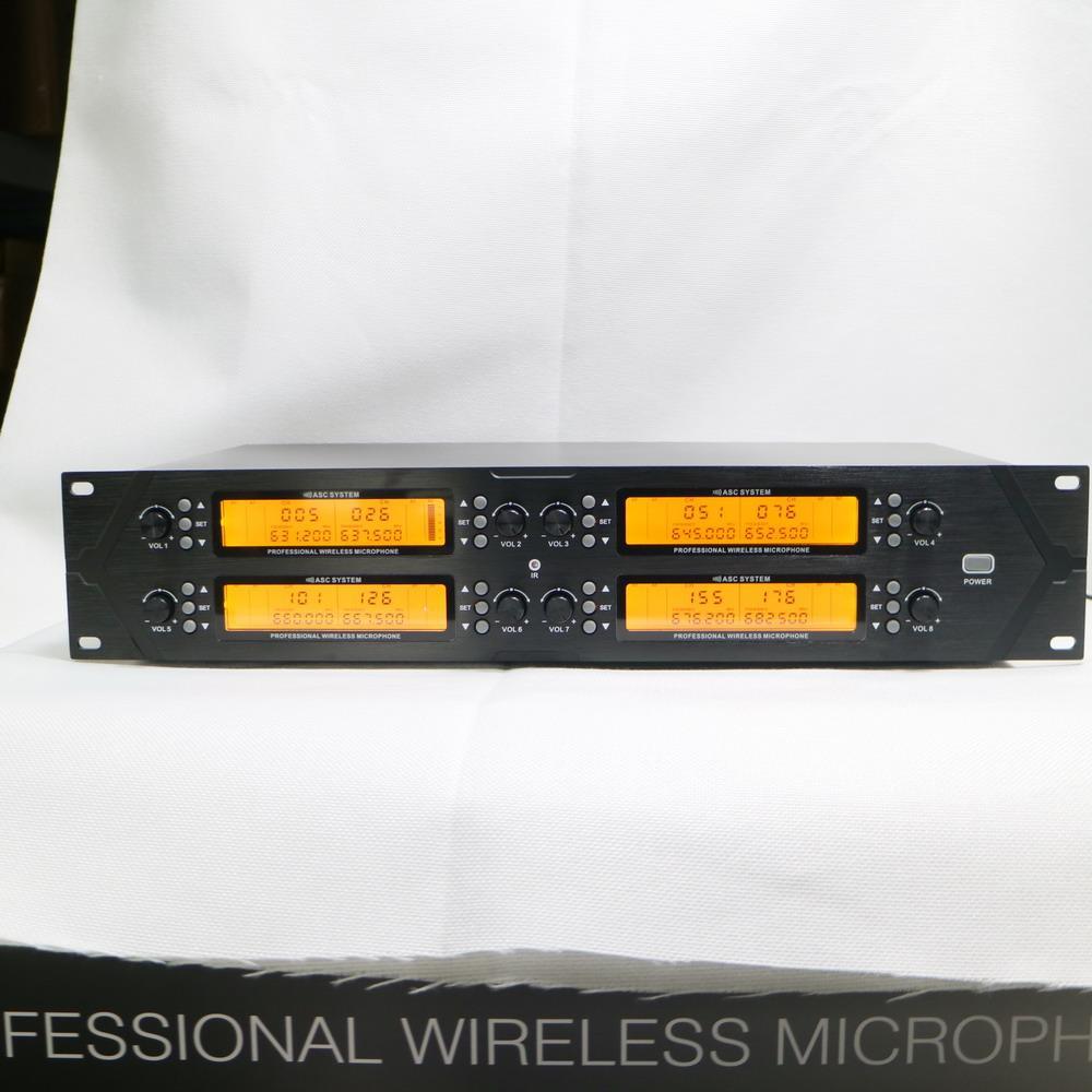 Professional UHF 8 Lavalier Lapel Wireless Microphone System Adjustable Frequency Conference 8 Table - MiCWL Audio Inc