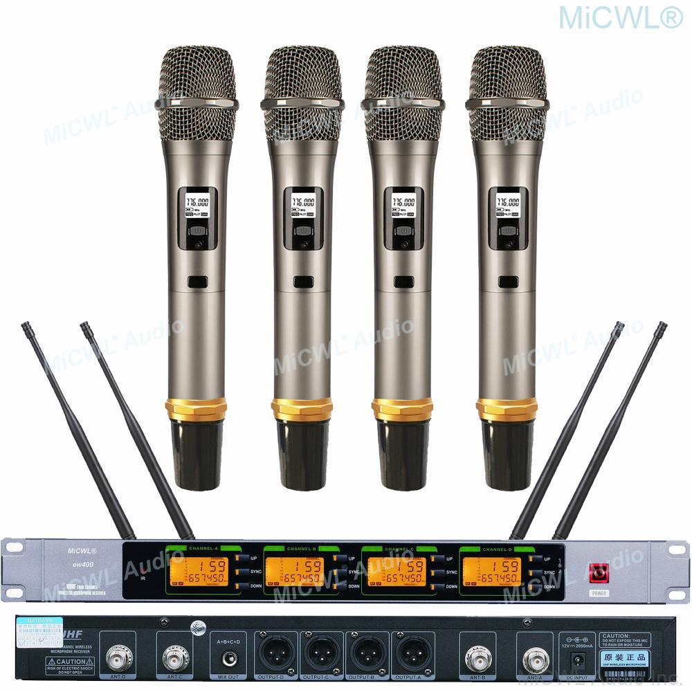Original ew400 Digital Wireless 4 Handheld Stage Studio DJ Karaoke Microphone System UHF Adjustable MiCWL - MiCWL Audio Inc