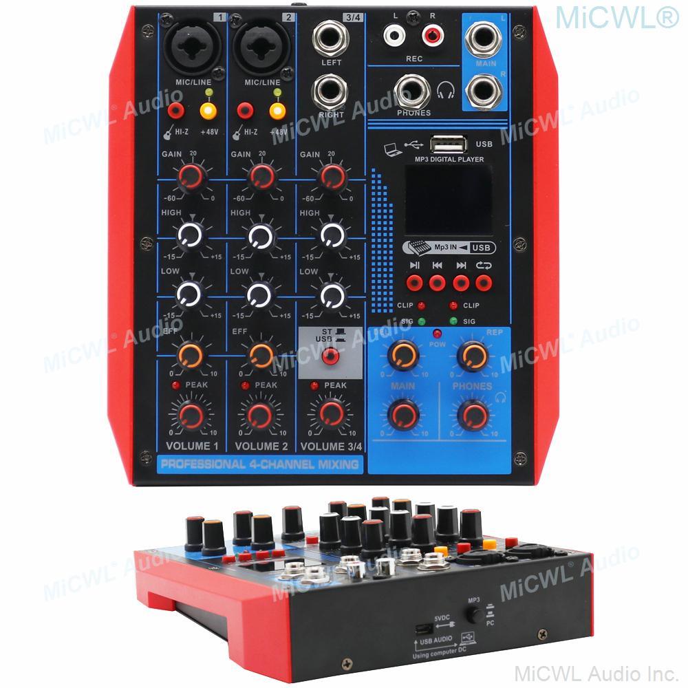 Professional Desktop Mini Mixer Sound Card Bluetooth USB Live Audio Mixing Console Connect Condenser Dynamic Microphone 48V LED - MiCWL Audio Inc