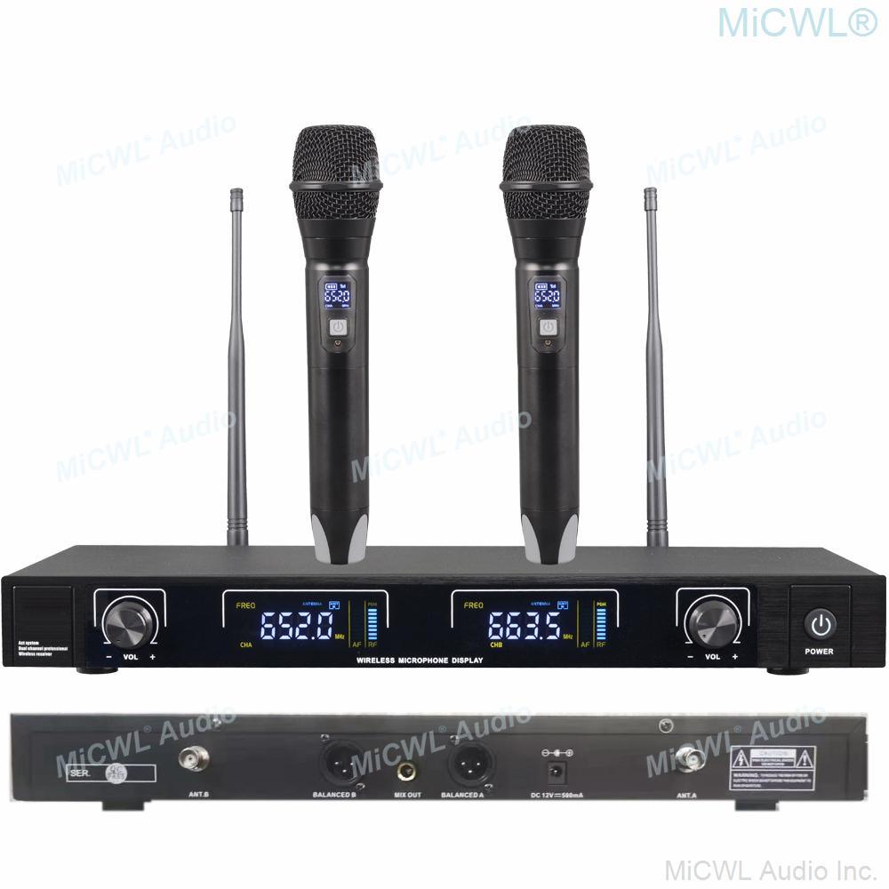 MiCWL U250 UHF 2 Channel Karaoke Wireless Microphones System Dual Metal Handheld Dynamic Mics - MiCWL Audio Inc