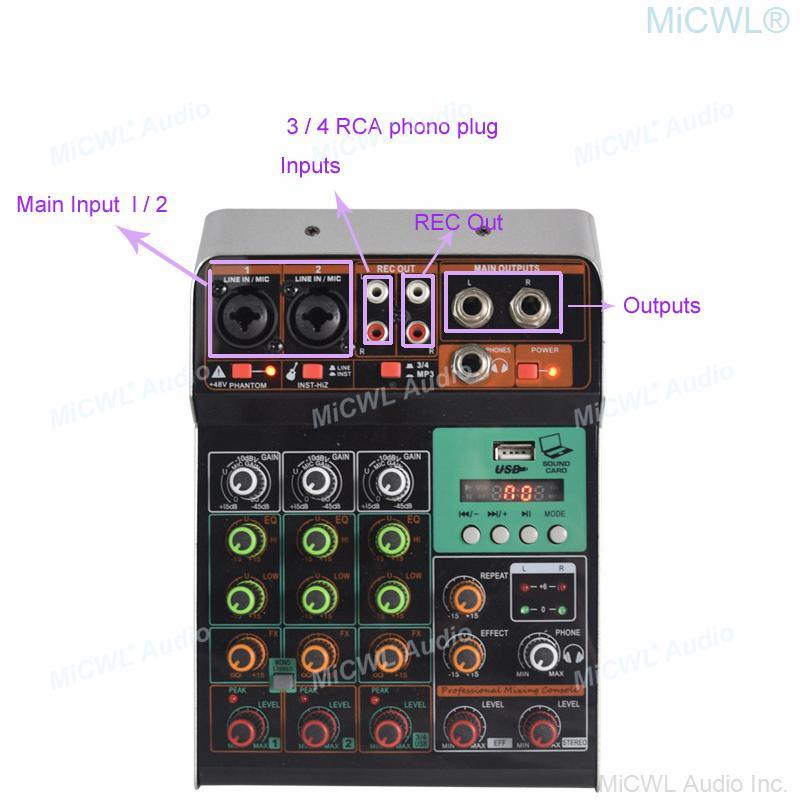 Original Mini 4 Channel Mixing Console For Live Recording Bluetooth USB 48V MiCWL AF4 - MiCWL Audio Inc