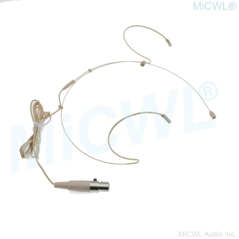 Hidden Dual ear Hook Headset Microphone for AKG Samson Gemini Wireless TA3F Mini 3Pin Beige - MiCWL Audio Inc