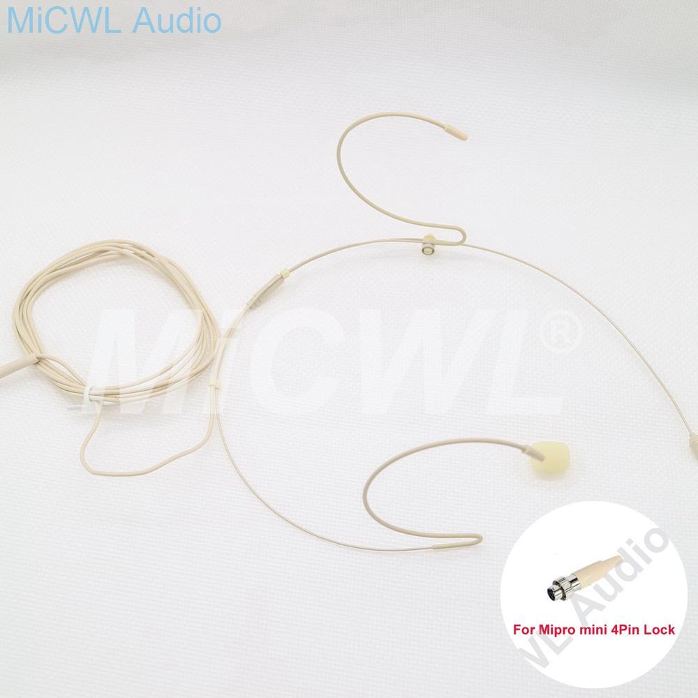 Pro Headworn Microphone Omni-directional Beige Headset Microphone 4Pin Lock For Mipro Wireless System OM40-22 - MiCWL Audio Inc