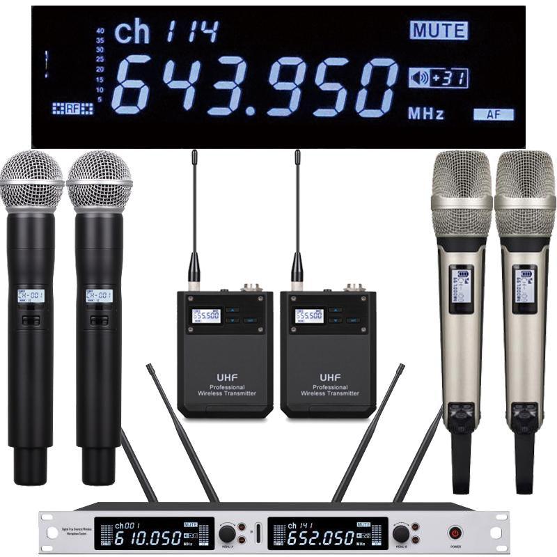 Professional EM6000 SM58 Digital Wireless Microphone System Beta87 Dual Channel SKM6000 4 Antenna True Diversity 400m Range - MiCWL Audio Inc