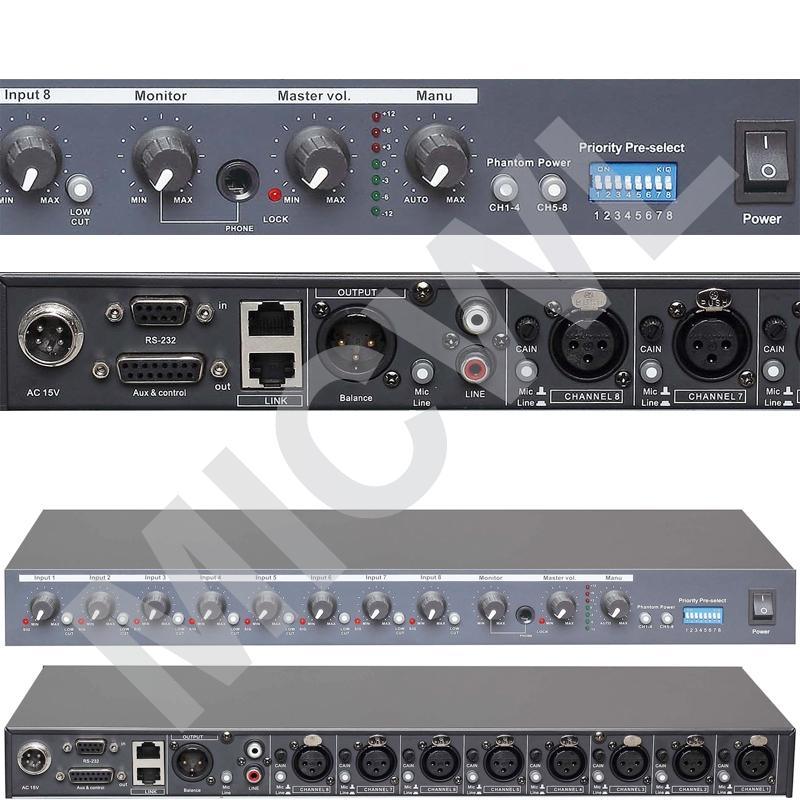 MICWL 8 Channel Audio Sound Mixer for Desktop Conference 48V Phantom XLR 3Pin Digital Effects Processor Preamps R2820 - MiCWL Audio Inc