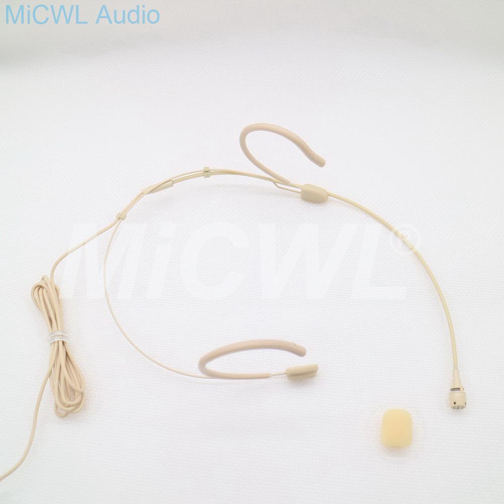 Dual Hook Beige Headset Cardioid Condenser Headworn Microphone For Sennheiser Wireless System With Bodypack Transmitter - MiCWL Audio Inc