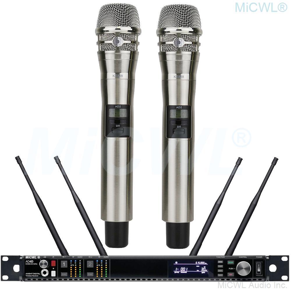 MiCWL UR24D True Diversity Audio Wireless Microphone 2 KSM8 Handheld Digital Stage Vocal Concert System 4 Aerial Large Range - MiCWL Audio Inc