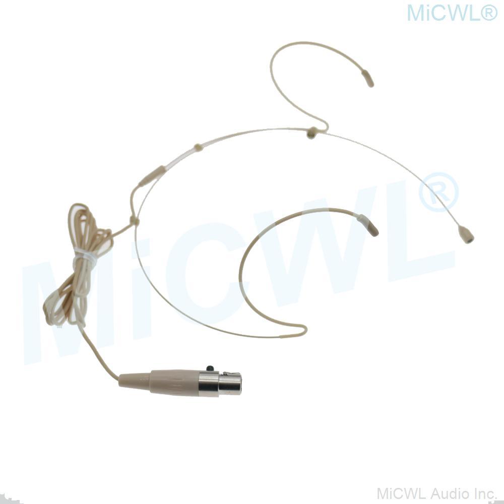 Hidden Dual ear Hook Headset Microphone for AKG Samson Gemini Wireless TA3F Mini 3Pin Beige - MiCWL Audio Inc