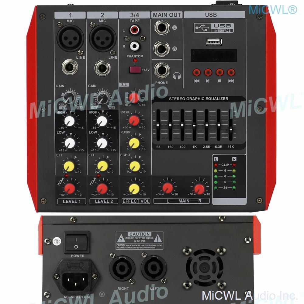MG4 400W Power Mixer 4 Channel Mixing Console 2x200W Power Amplifier Karaoke Music Live Mixer 2 Channel AMP Bluetooth 48V - MiCWL Audio Inc