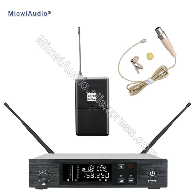 96 Channel Stage Performance Singing Wireless Microphone UHF Speaking System Transmitter Sets With Beige Lavaliver For Bodypack - MiCWL Audio Inc