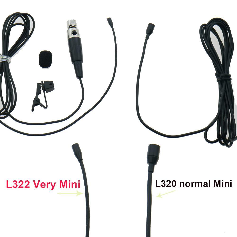 L322 Very Mini Hidden Lavalier Lapel Microphone For Shure Wireless BodyPack Clip-On Mic TA4F 4Pin Beige and Black - MiCWL Audio Inc
