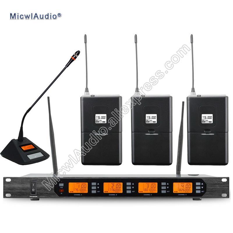 Professional UHF 4 Channel Digital Wireless Microphone System With 3+1 Multiattribute D400 Fixed Frequences Micwl.Audio - MiCWL Audio Inc