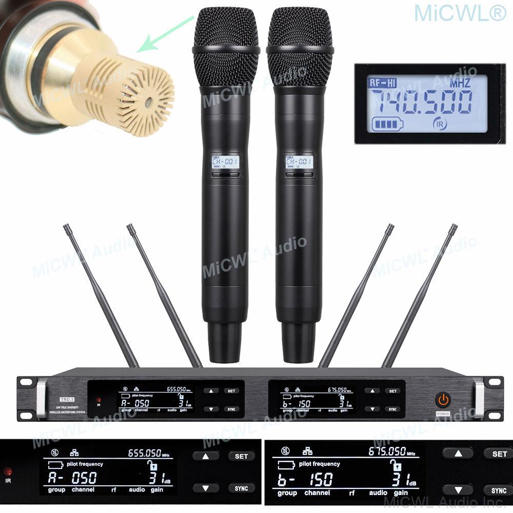Pro UHF 300 Channel Digital Wireless Microphone System 2 KSM9 Condenser Capsule Handheld True Diversity Stage Vocal Concert Mics - MiCWL Audio Inc