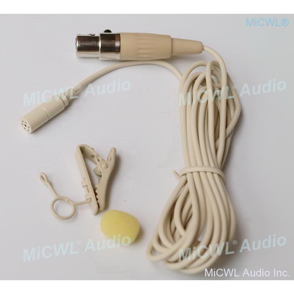 TA4F XLR mini Beige ME2 Clip Microphone For Shure UR24D SLXD PGXD ULXD BeltPack Transmitter - MiCWL Audio Inc