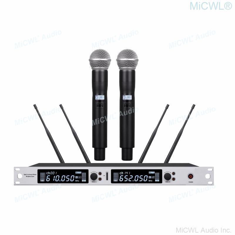 Professional EM6000 SM58 Digital Wireless Microphone System Beta87 Dual Channel SKM6000 4 Antenna True Diversity 400m Range - MiCWL Audio Inc