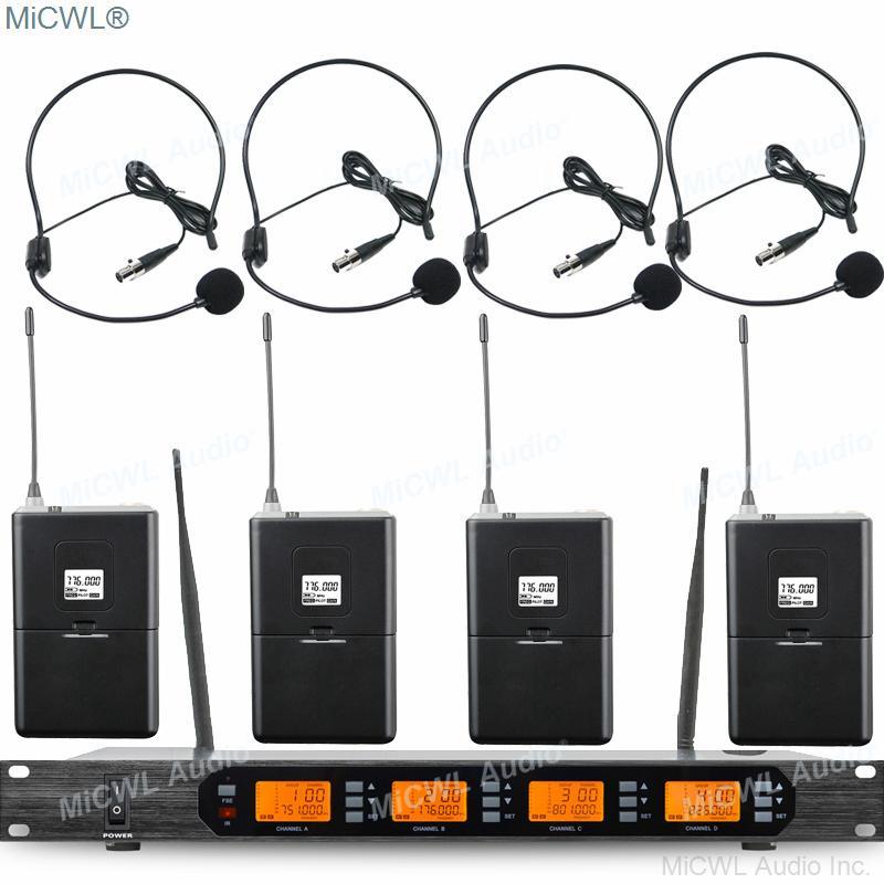 MiCWL Audio ACT707 Digital Wireless Karaoke Microphone System ULXD4 4 Channel Handheld Headset Lavalier Gooseneck Stage Sets - MiCWL Audio Inc