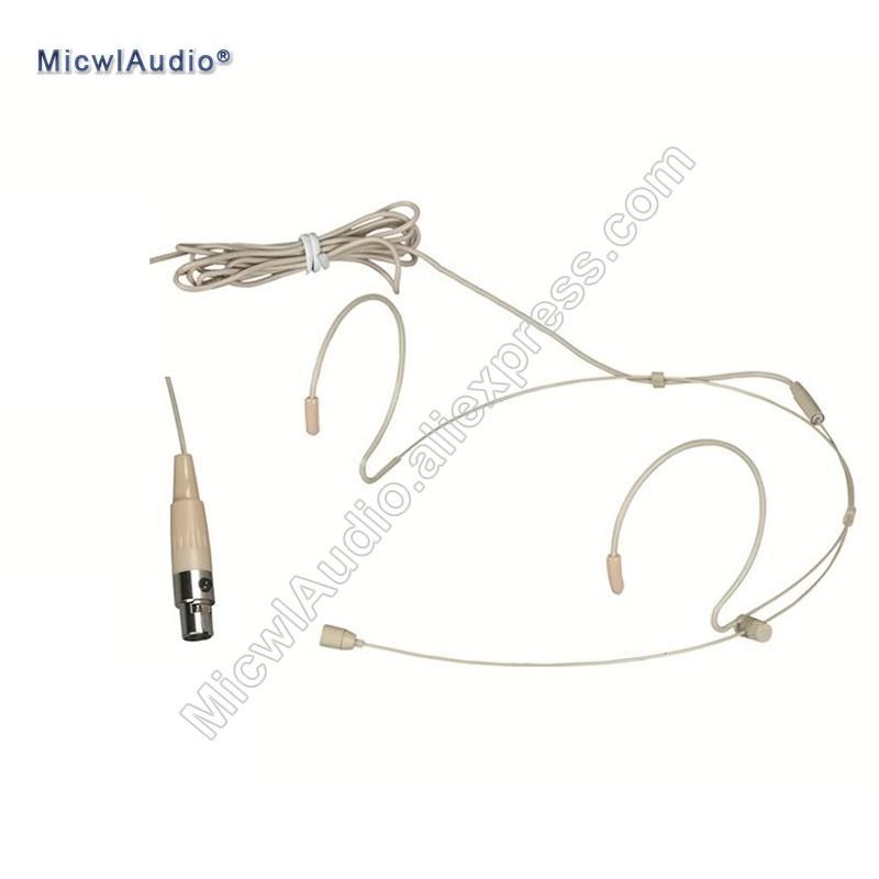 Dual Hook Headset Conference Stage Condenser Microphone Headworn 3Pin for AKG Samson TA3F Beige MicwlAudio 40-005 - MiCWL Audio Inc