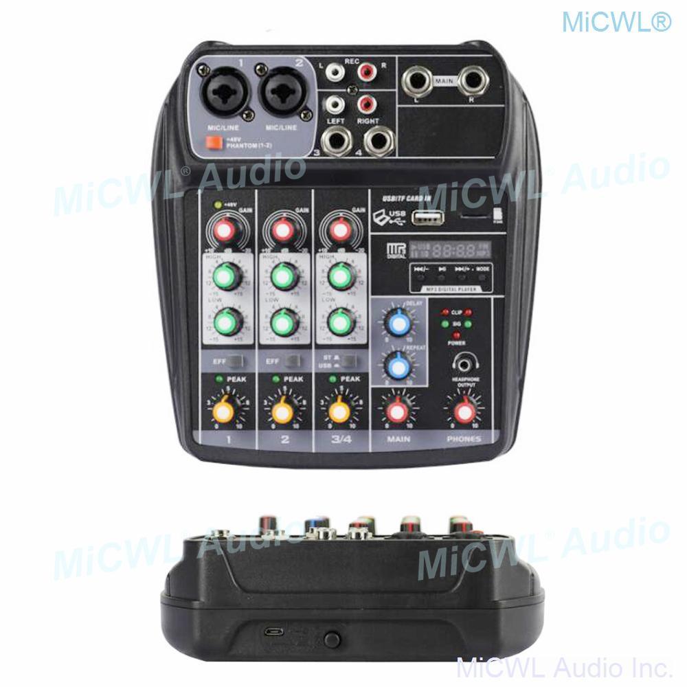 QX4 Computer USB Audio Microphones Sound Console Mixer with USB 48V Phantom Power Can Connect PC Laptop For Live Stage Studio - MiCWL Audio Inc