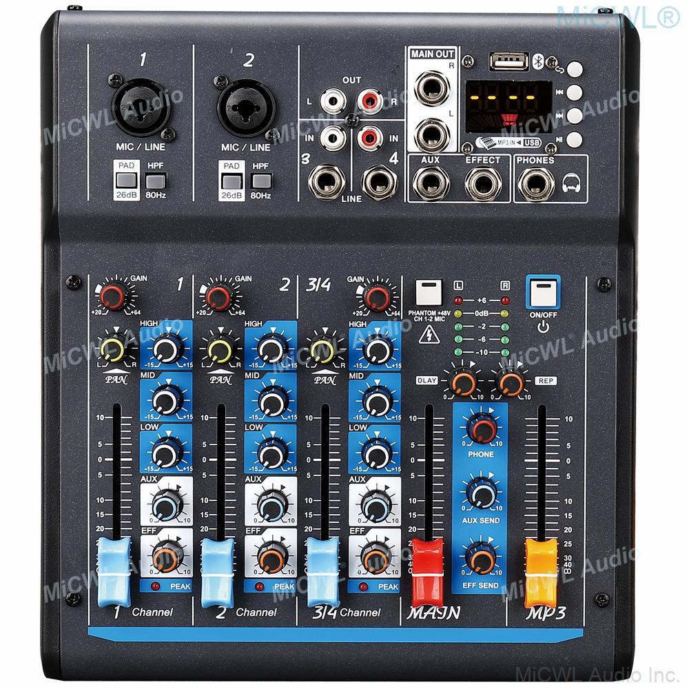 Host Sale X4 Bluetooth 4 Channel Audio Mixing Console DJ Mixer For Wired Wireless Microphone Stage Performance Studio Record - MiCWL Audio Inc
