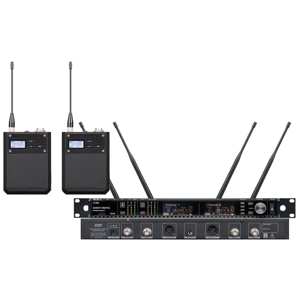 Original MiCWL AD4D ADX1 True Diversity Digital Wireless DJ Karaoke Stage Sing Headset Microphone System 500m Range - MiCWL Audio Inc