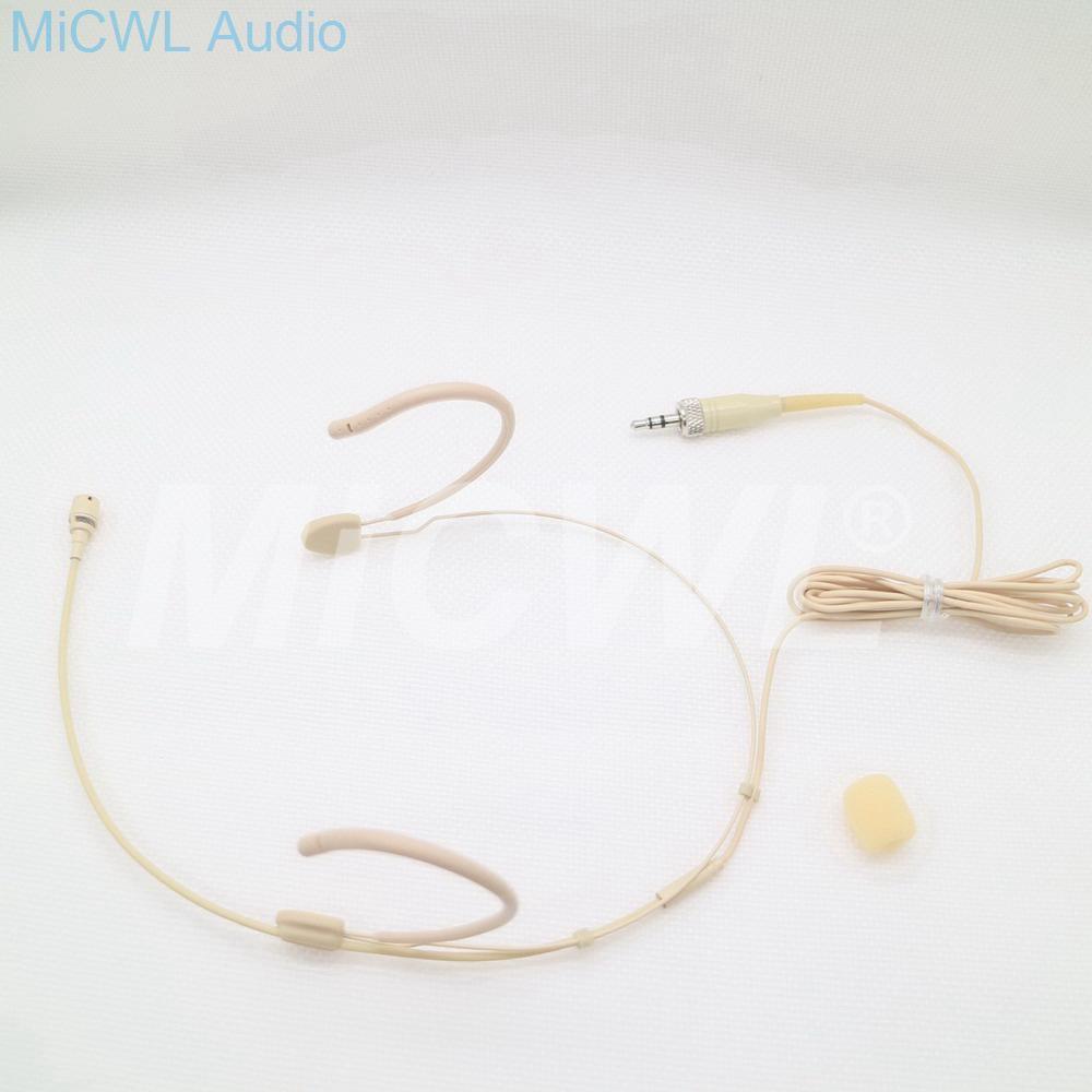 Dual Hook Beige Headset Cardioid Condenser Headworn Microphone For Sennheiser Wireless System With Bodypack Transmitter - MiCWL Audio Inc