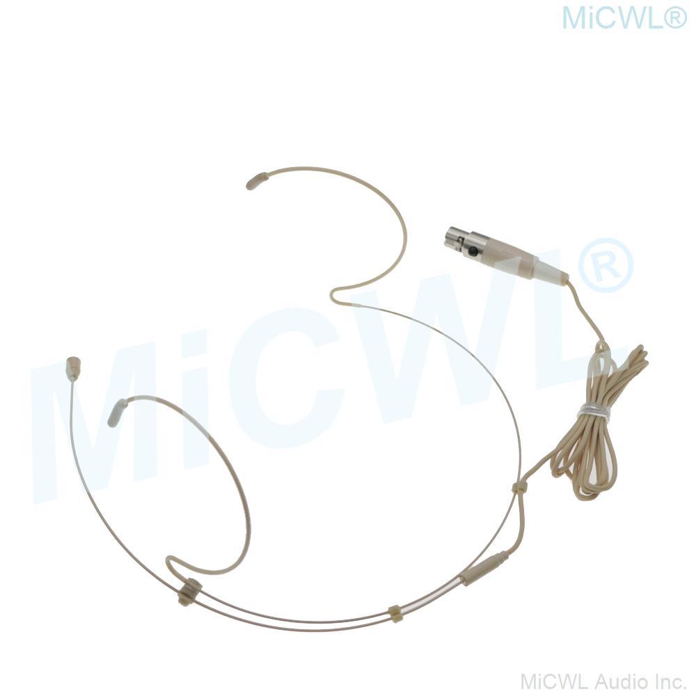Hidden Dual ear Hook Headset Microphone for AKG Samson Gemini Wireless TA3F Mini 3Pin Beige - MiCWL Audio Inc